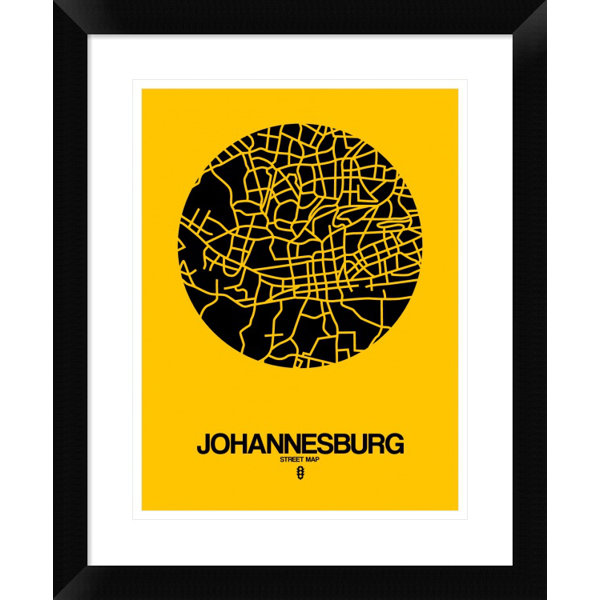 Naxart Johannesburg Street Map Yellow Single Picture Frame Graphic